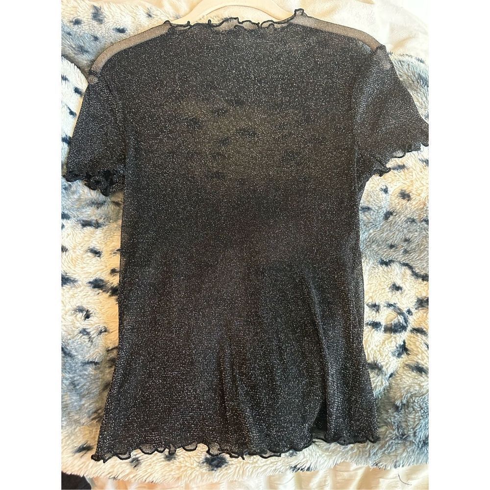 Black Metallic Sheer Shirt - Size Large